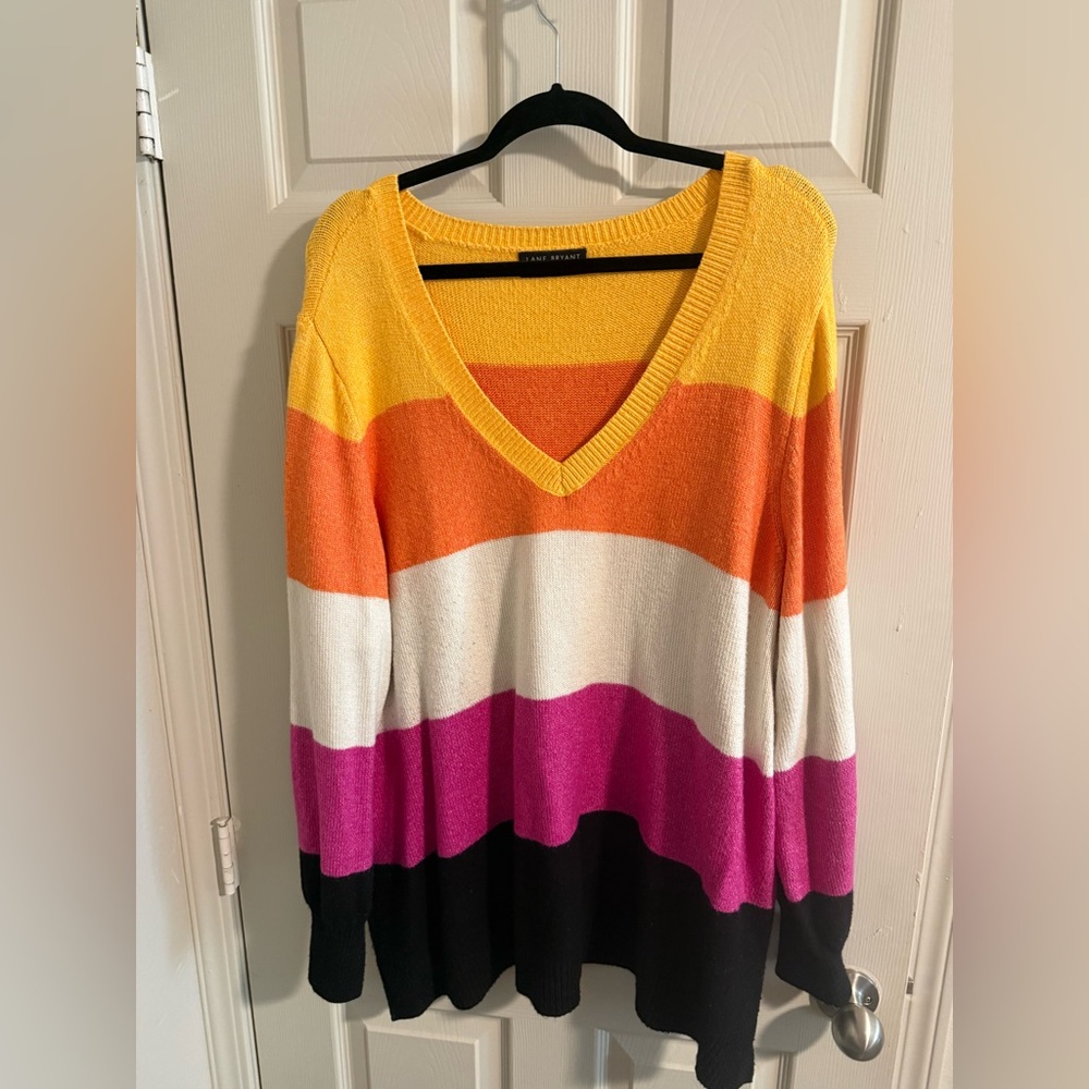 Lane Bryant Multicolor V-Neck Sweater